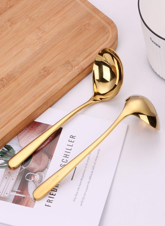 Mafier 9.5 Inch Gold Ladle Spoons SUS304 Stainless Steel Soup Ladle 2 oz. Gravy Sauce Kitchen Ladle for serving(Set of 2) - Image 2