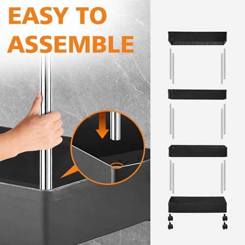 Leaffybezz Plastic Space Saving Storage Organizer Rack Shelf with Wheels for Kitchen, Office, Bathroom and Bedroom (2 Layer, Black) - Image 5