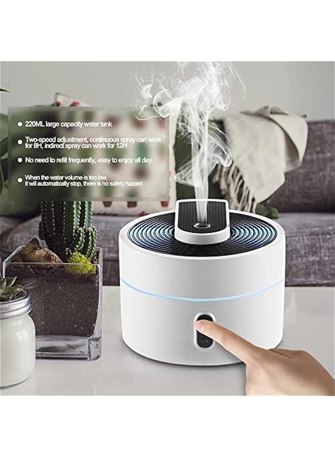 هوكور مرطب هواء بالموجات فوق الصوتية، سعة 220 مل، USB، أضواء ملونة، توقف تلقائي، هدية (أبيض) - Image 3