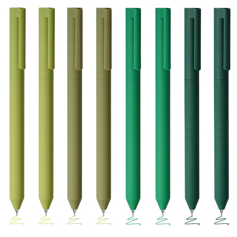 BAYTORY 8Pcs Colored Gel Pens, 0.5mm Fine Point Multicolored Ink Pen, Colorful Pens Smooth Writing for Note Taking and Marking Supplies (Green) - Image 1