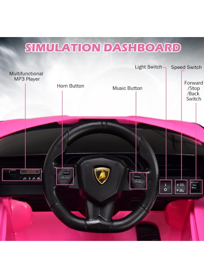 لامبورغيني Official Lamborghini Revuelto 12V Kids Ride-On Car – Licensed Electric Supercar with Parent Remote, Bluetooth, LED Lights & Soft Start – Premium Pink Edition (Ages 3-8) - Image 5