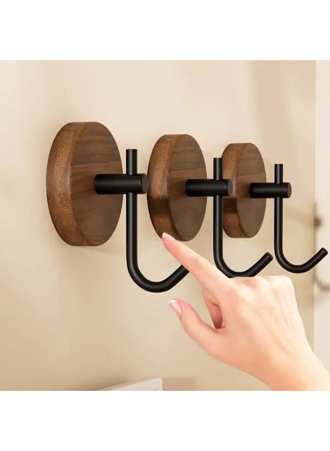 5 قطع خطافات حائط من خشب الجوز بدون لاصق ولا مسامير متينة لتعليق المعاطف مركبة على الباب - Image 4