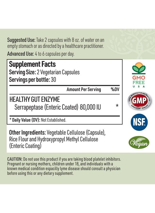 Liver Medic - Serrapeptase Pure Digestive Enzymes (Enteric Coated) - Premium Healthy Gut Protection & Liver Support - Non-GMO, Vegan Liver Supplement for Gut Health. Digestive Enzymes & Tissue Support (60 Caps) - Image 1