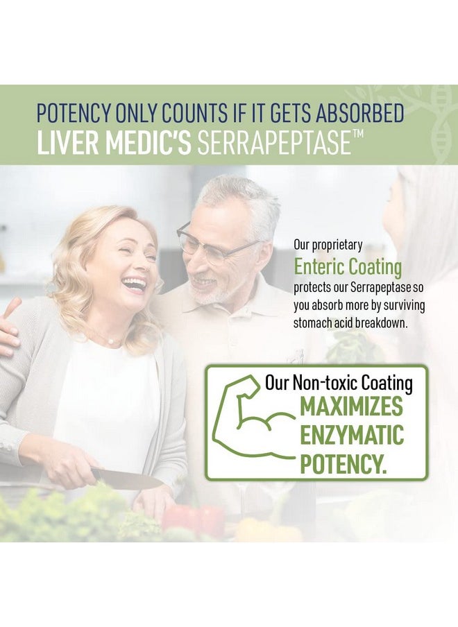 Liver Medic - Serrapeptase Pure Digestive Enzymes (Enteric Coated) - Premium Healthy Gut Protection & Liver Support - Non-GMO, Vegan Liver Supplement for Gut Health. Digestive Enzymes & Tissue Support (60 Caps) - Image 1