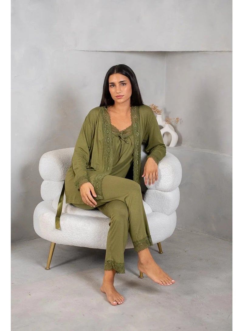 طقم بيجامة أخضر 3 قطع - Image 1