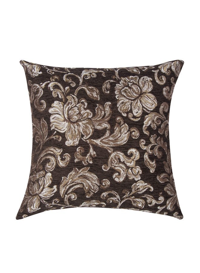 Cazimo Jacquard Soft Velvet Floral Cushion Covers | Hypo-Allergenic | Washable | Non-Fade Diwan Sofa Pillow Covers for Home Bed & Living Room (Size - 16 X16 Inches, Color - Coffee) - Set of 5 Pcs - Image 3