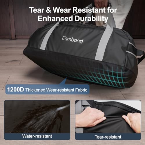 Cambond Airport Luggage Checked Bag - 60L Travel Duffle Bag for 4-5 Day Short Trip, Compact Foldable Travel Duffel Bags for Traveling with Shoe Compartment for Men Women, Checked Luggage, Black - Image 5