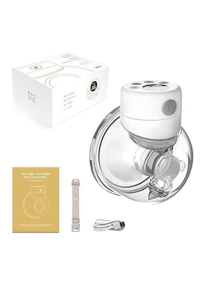 Generic - Portable hands-free electric suction pump with LCD display, white - Image 1