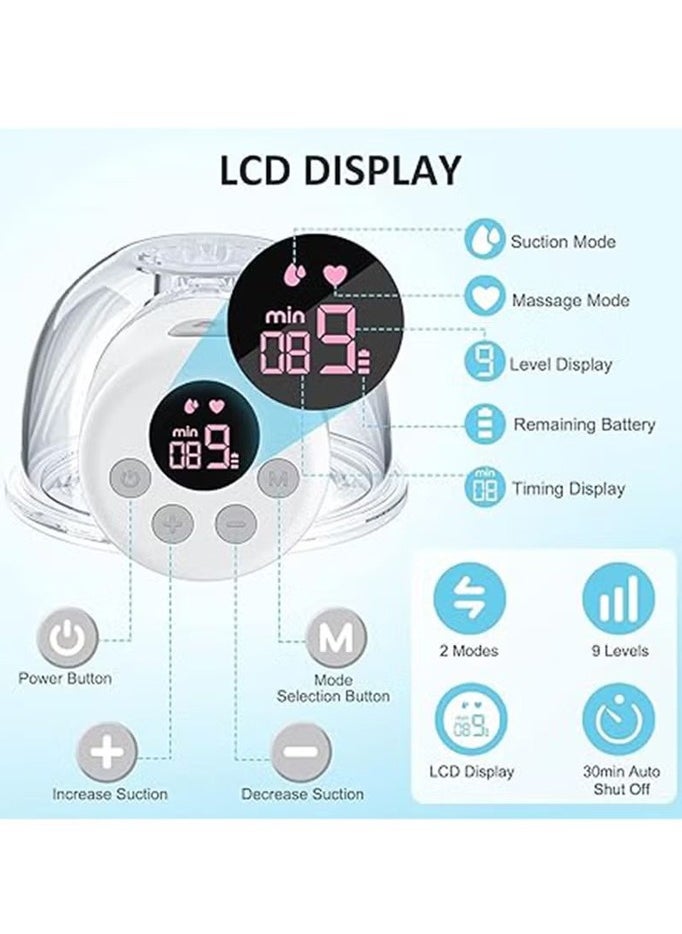 Generic - Portable hands-free electric suction pump with LCD display, white - Image 1