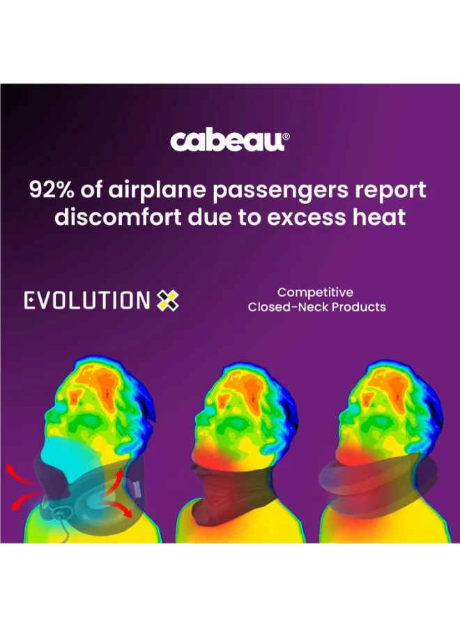 Cabeau Evolution X | First Customizable Neck Pillow, Adjustable Height & Neck Fit for Ultra Comfort, Supports Spine Alignment, w/ Air Vent for Cooling Effect, 14+ Years Old - Dark/Light Blue