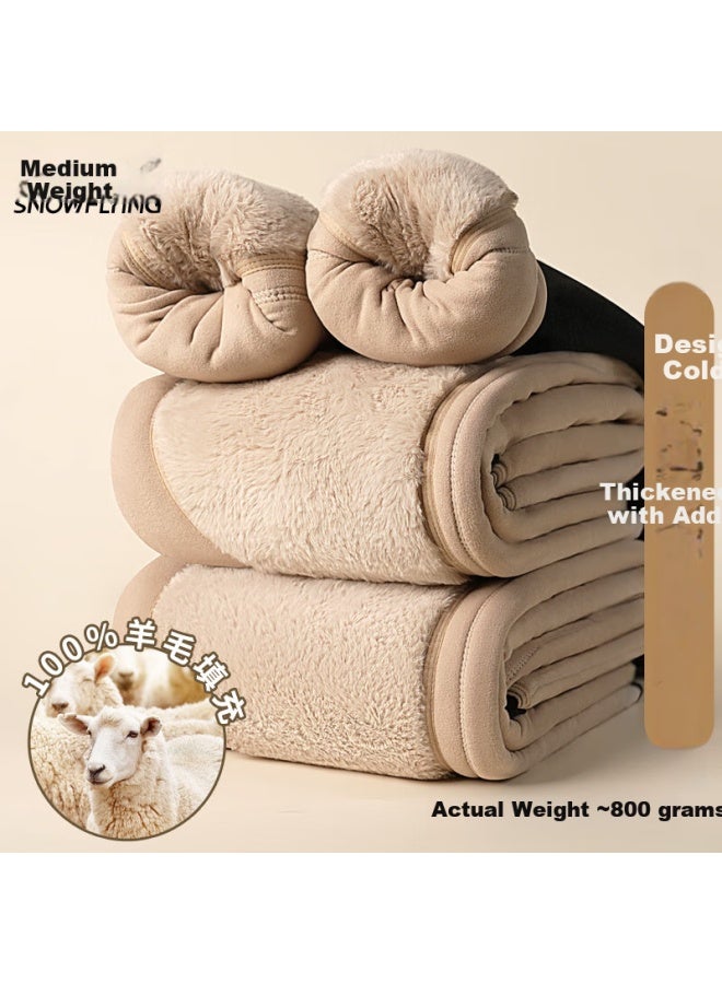 Snowflying 100% Wool Filled Warm Pants Women's Cotton Pants With Knee Protection Waist Thickened Middle-aged And Elderly Extra Thick Winter New Product - Image 4