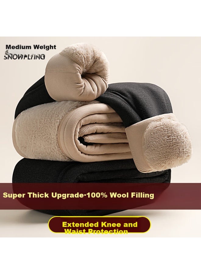 Snowflying 100% Wool Filled Warm Pants Women's Cotton Pants With Knee Protection Waist Thickened Middle-aged And Elderly Extra Thick Winter New Product - Image 2