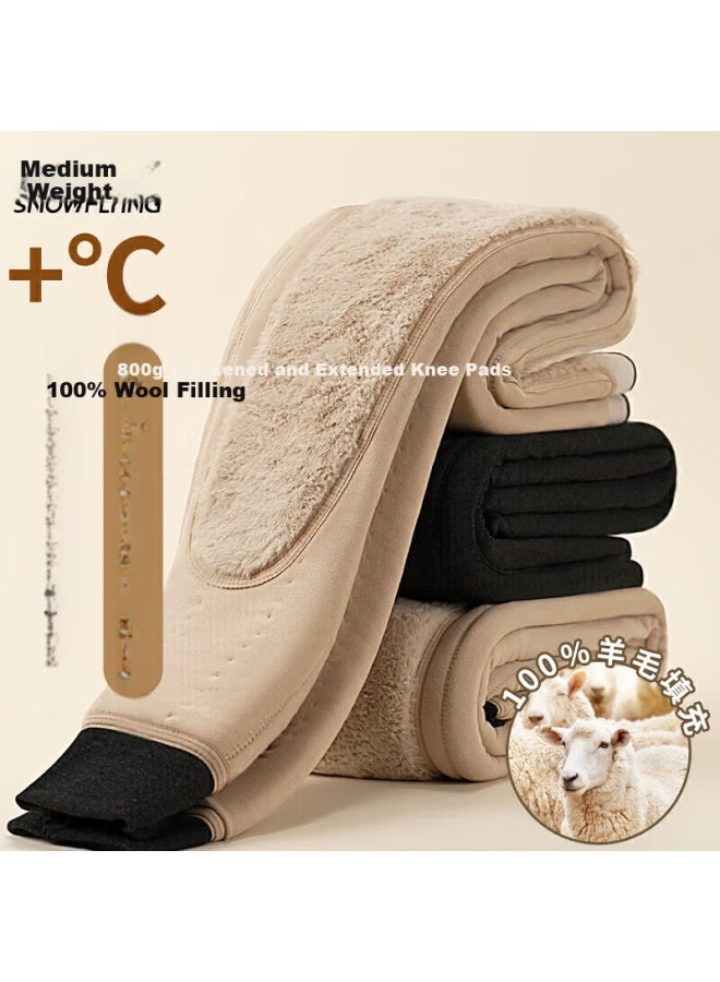 Snowflying 100% Wool Filled Warm Pants Women's Cotton Pants With Knee Protection Waist Thickened Middle-aged And Elderly Extra Thick Winter New Product - Image 1