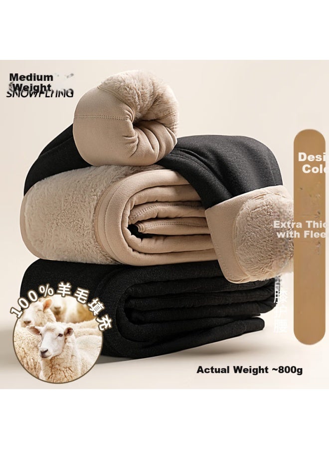 Snowflying 100% Wool Filled Warm Pants Women's Cotton Pants With Knee Protection Waist Thickened Middle-aged And Elderly Extra Thick Winter New Product - Image 3