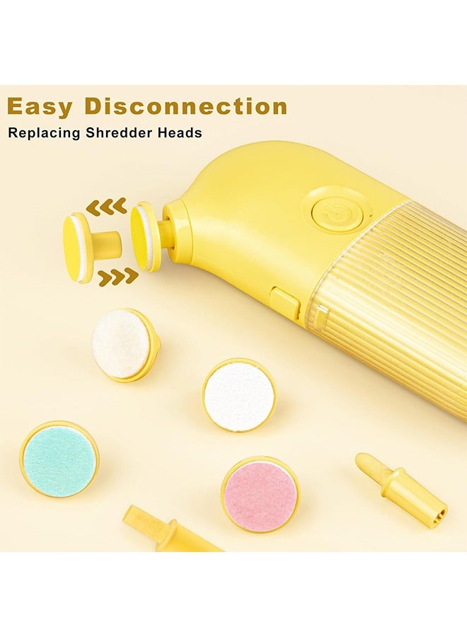 مس بيبي Baby Electric Nail Trimmer, 7 Safe Grinding Heads Nail File Kit, Rechargeable Safe Nail File for Baby Newborn Infant Toddler Kids or Adults Toes Fingernails (Yellow) - Image 4