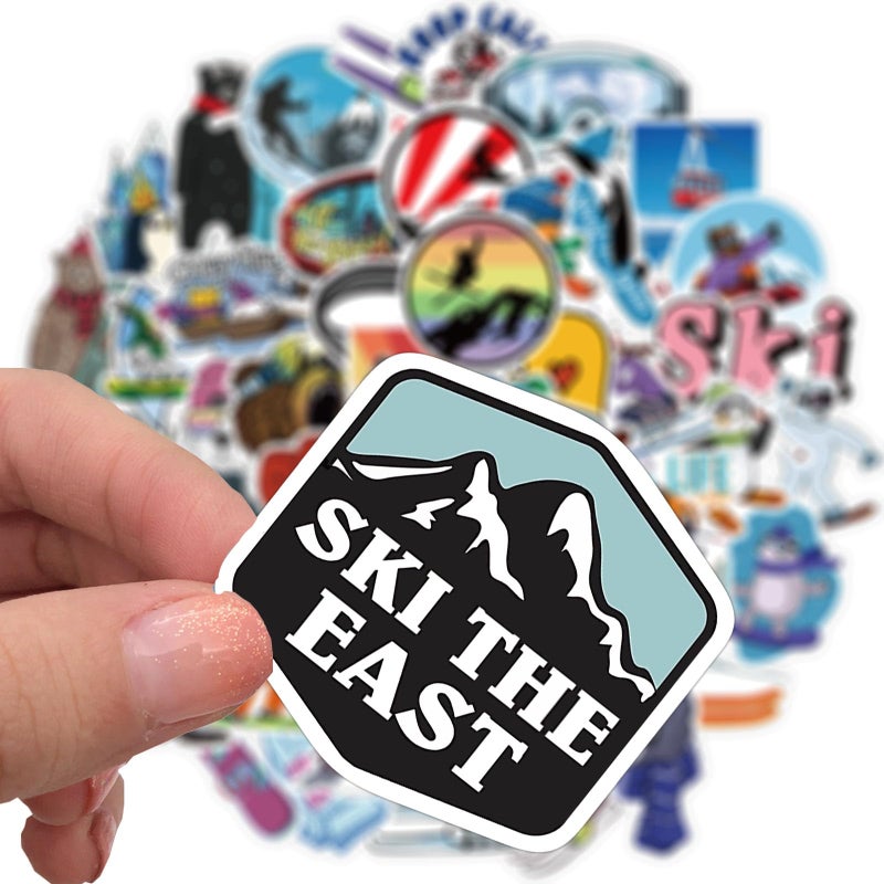 DIDODO 50PCS Cute Ski Stickers Pack, Cool Winter Skiing Stickers for Kids Teens Adults, Waterproof Ski Sticker for Water Bottles Scrapbook Journal Snowboard Helmet Luggage Party Favors(Skiing) - Image 2