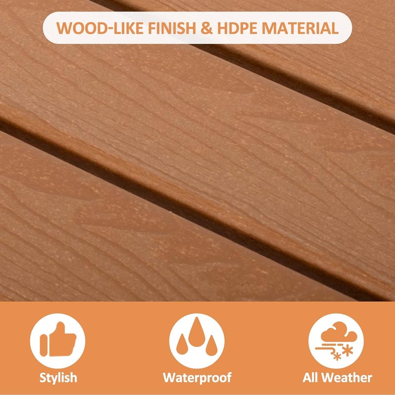 LOENIY 2 -Tier Outdoor Side Table HDPE Adirondack Table Patio Side Table with Wood-Like Grain Weather Resistant End Table Small Outdoor Table(Rectangular, Teak) - Image 5