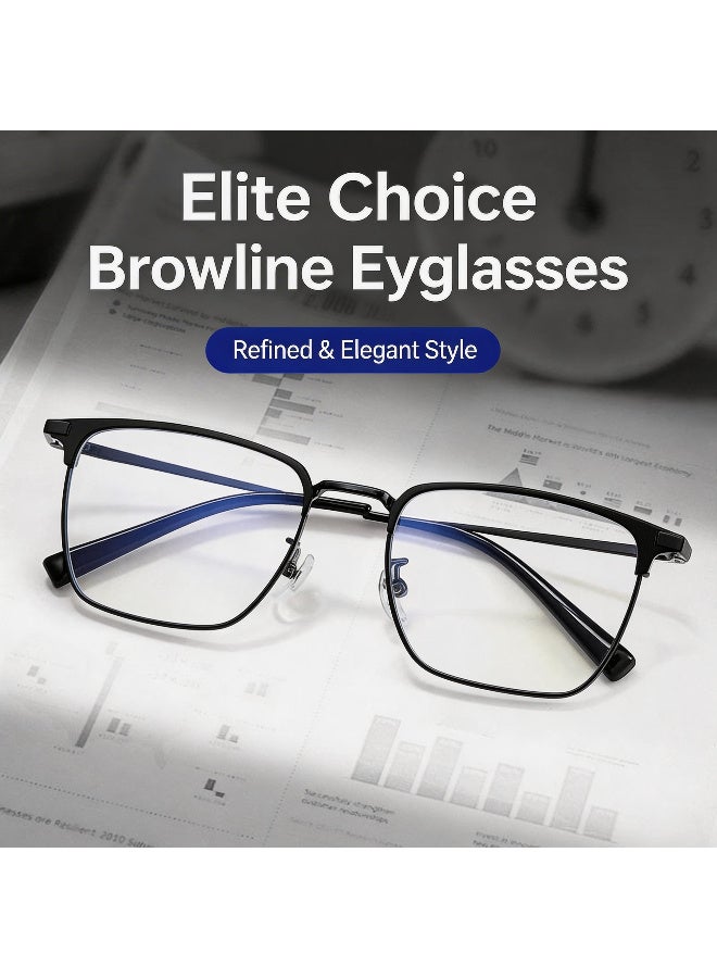 بوكيلار نظارات إطار كامل PUKCLAR تيتانيوم نقي خفيفة جداً براولاين عدسات شفافة غير طبية Minimalist للأعمال OL للرجال والنساء للاستخدام اليومي المهني - Image 3