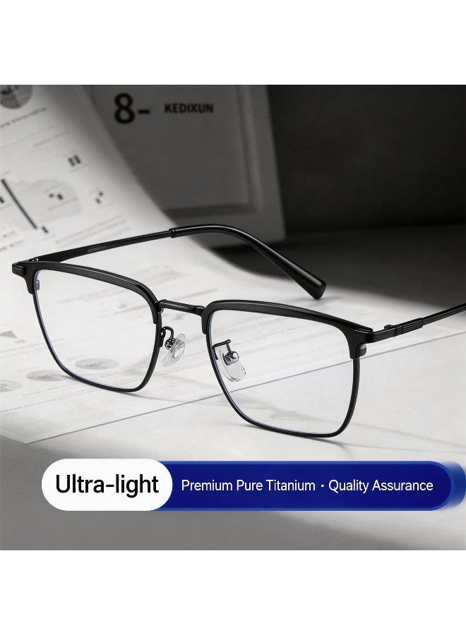 بوكيلار نظارات إطار كامل PUKCLAR تيتانيوم نقي خفيفة جداً براولاين عدسات شفافة غير طبية Minimalist للأعمال OL للرجال والنساء للاستخدام اليومي المهني - Image 2