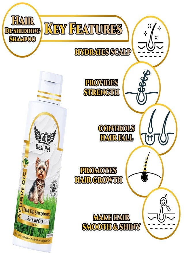 Desi Pet Hair De Shedding Shampoo for Dog, Puppy | Dog Shampoo for Repair & Strengthening Damaged Fur, Reduces Hair Fall, Cleans & Conditions | Hair Fall Control Shampoo for All Dog Breed – 200ml - Image 2
