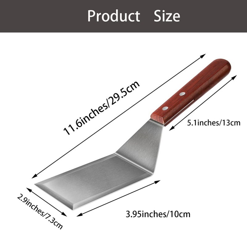 KLAQQED Metal Spatula for Cast Iron Skillet, Grill & BBQ, Stainless Steel Spatula for Burgers, Fish & Eggs, Flat Top Griddle Spatula - Image 3