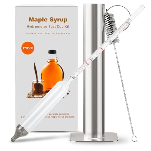 AYUSEB Maple Syrup Hydrometer Test Cup Kit - Maple Syrup Density Kit, Baume and Brix Scale, Stainless Steel Maple Syrup Kit with Cleaning Brush - Calibrated to Create Pure Maple Syrup - Image 1