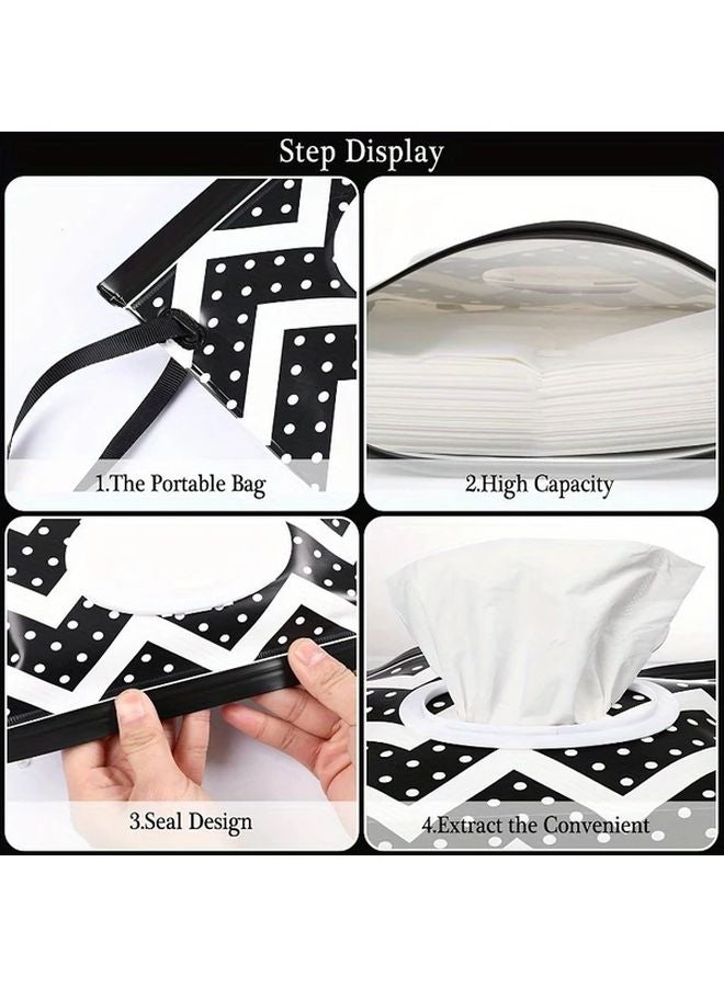 علبة المناديل السوداء النجمية القابلة لإعادة التعبئة والقابلة لإعادة الاستخدام، محكمة الرطوبة، ذات سعة كبيرة، ومحمولة للسفر - Image 2