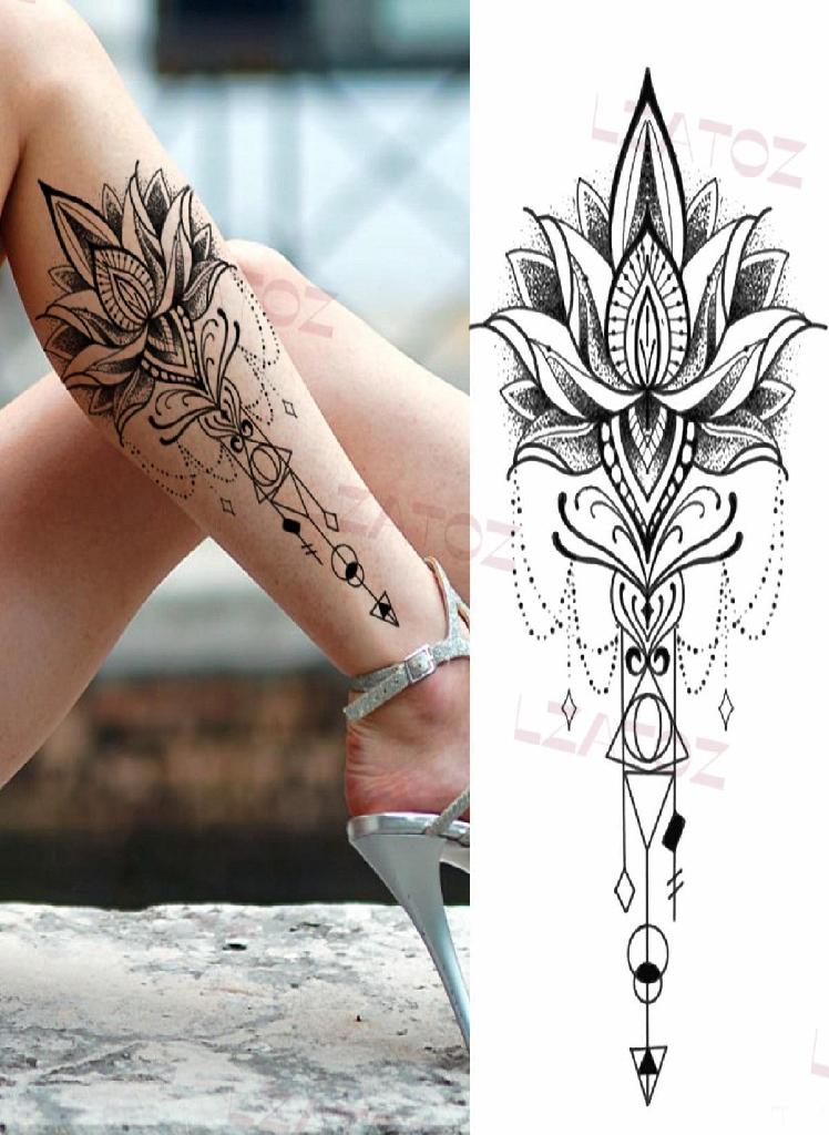 Black Dream Catcher Feathers Temporary Tattoos For Women Adult Geometric Tiger Cat Pendant Fake Tattoo Unique Half Sleeve Tatoos