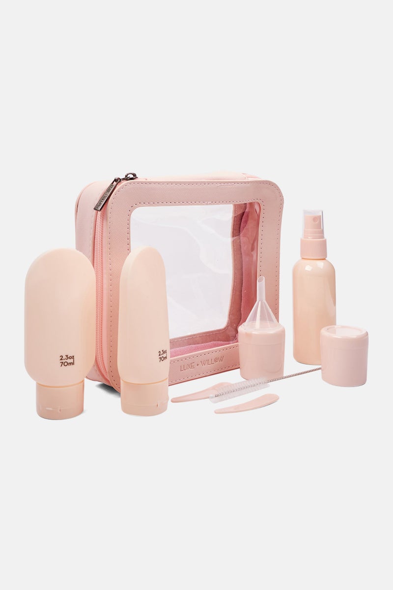 Luxe + Willow Travel Bag With Bottles Set, Light Pink  - Image 2