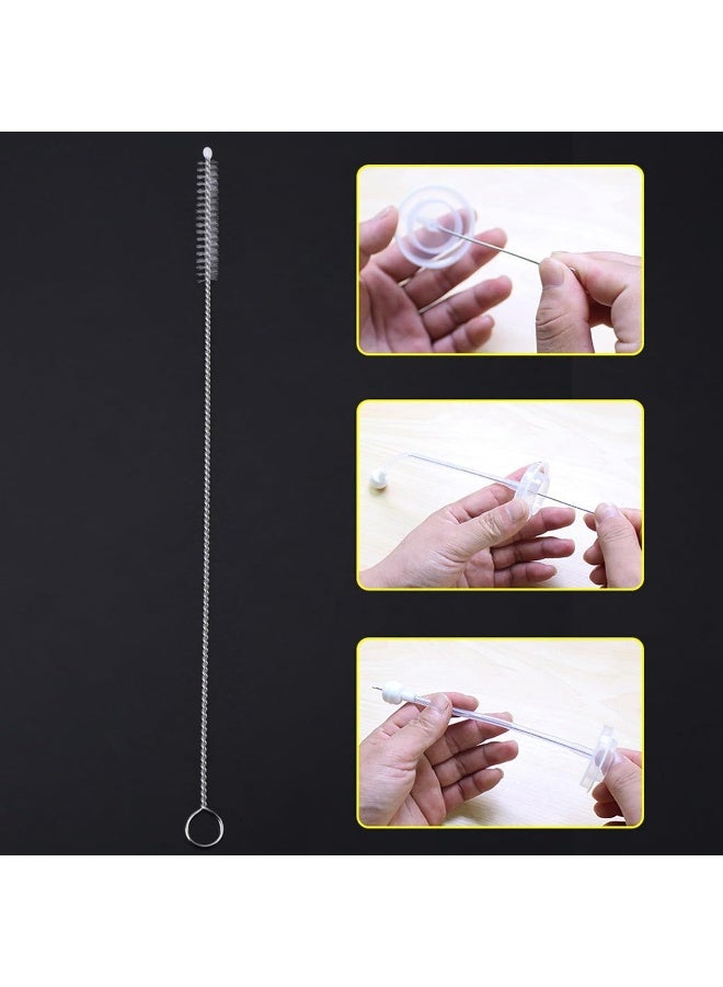Fdit Milk Feeding Bottle Brush, Cup Straw Firm Bristles Looped Stainless Steel Handle Easy Clean 360 Degree Rotating (Pack of 20) - Image 4