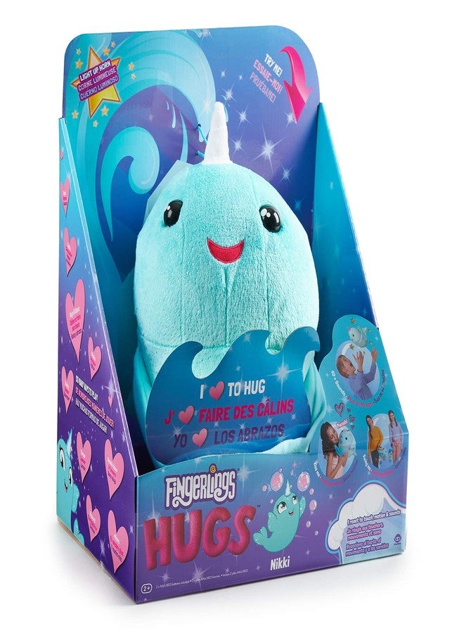WowWee Fingerlings Hugs - Nikki (Blue Glitter) - Interactive Plush Narwhal - Image 4