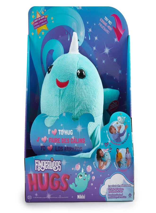 WowWee Fingerlings Hugs - Nikki (Blue Glitter) - Interactive Plush Narwhal - Image 5