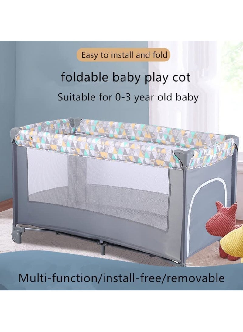 2 in 1 Baby Crib Portable Playard Foldable Travel Bed Playpen Travel Crib Nursery Center for Infant With Comfortable Mattress and Carry Bag  - Image 2