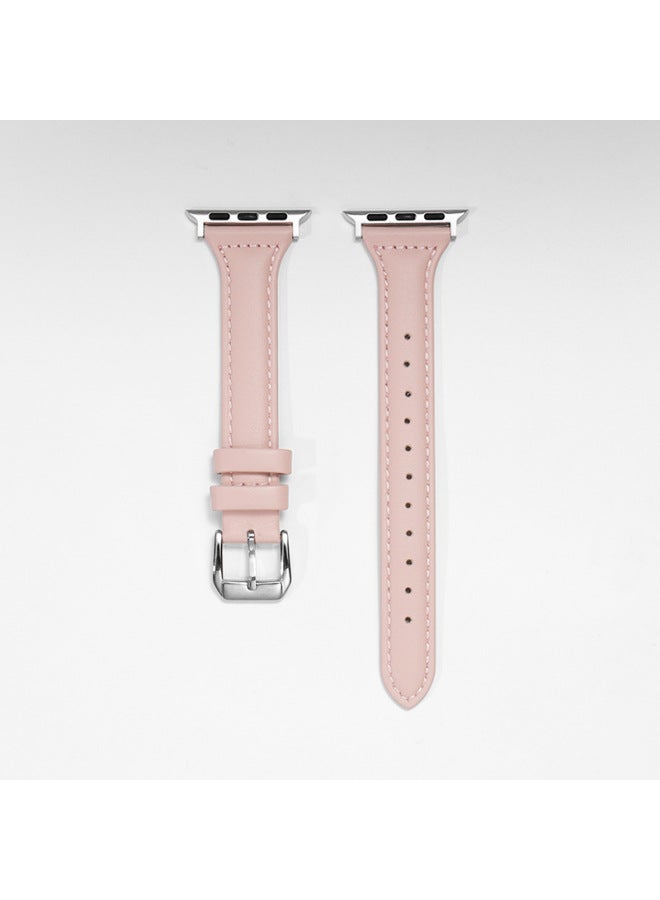 MSSM Suitable For Iwatch Strap 4/5/6/7/8ultra Apple First Layer Leather Small Man Waist Strap Slim Thin Leather - Image 1