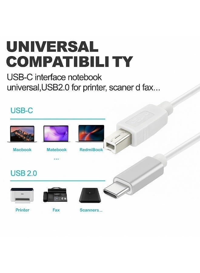 سوق النجوم كابل طابعة USB C إلى USB B بطول 1 متر، كابل طابعة من النوع C إلى منفذ USB B لأجهزة MacBook Pro وAir وHuawei وXiaomi المحمولة وأجهزة الكمبيوتر الأخرى المزودة بمنفذ C وجهاز منفذ Type-C وجهاز منفذ الطابعة - Image 2