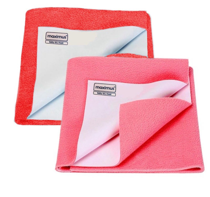 THE MAXIMUS Maximus Baby Dry Sheet | Waterproof Bed Protector | Dry Mats | Buy 1 & Get 1 Free | 250 GSM (Medium, Baby Pink | Red) - Image 1