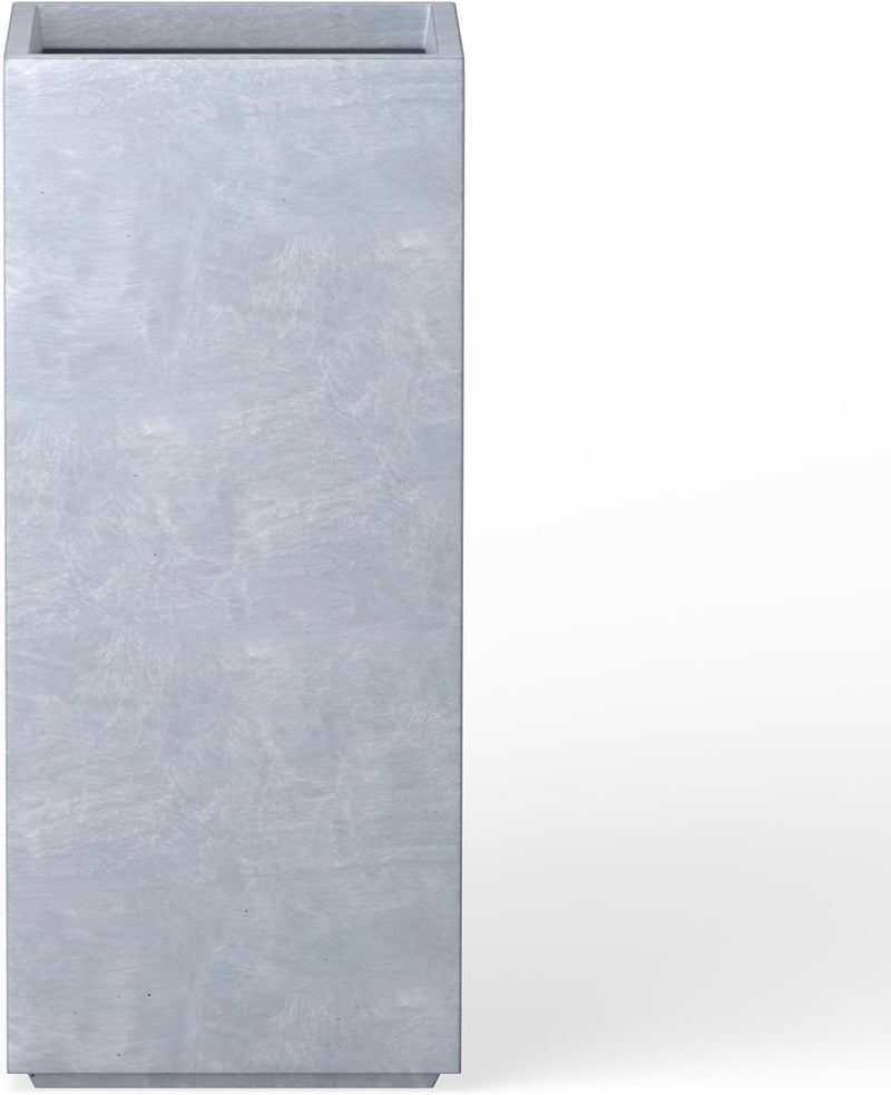 kante خزانة نباتات خرسانية مستطيلة عالية كينتي 203 بقطر مربع حديث مع فتحة تصريف وسدادة مطاطية للاستخدام الداخلي والخارجي في المنزل والفناء والحديقة بلون رمادي Slate - Image 1