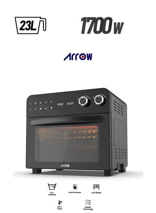 23L  AIR FRYER OVEN, 1700W | GLASS DOOR | Touch button control | Digital control | LED display  | Max temperature 230°C | Unique feature for fan speed | Model Name: RO-25AFB - pzsku/Z6B91F72DB171F4EBF937Z/45/_/1739807992/94583554-5240-4a8a-936b-ac5be1b1e6fc