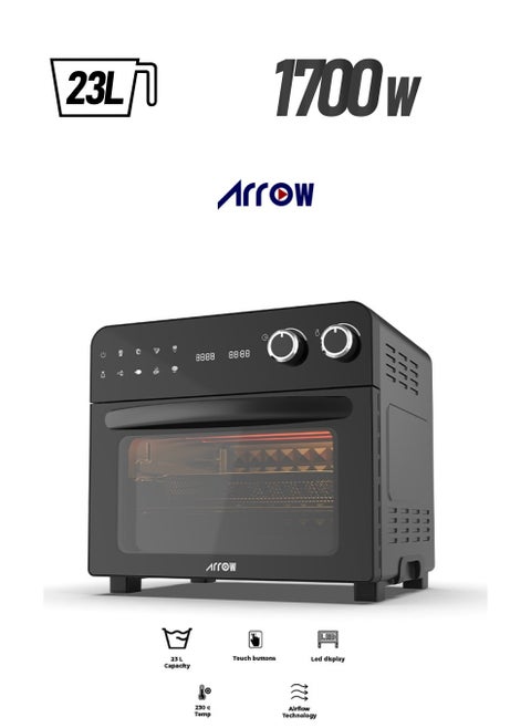 23L  AIR FRYER OVEN, 1700W | GLASS DOOR | Touch button control | Digital control | LED display  | Max temperature 230°C | Unique feature for fan speed | Model Name: RO-25AFB
