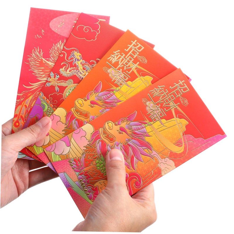 Red Chinese Style Envelopes 12pcs Original Design For Year Decor Money Packet - Image 3