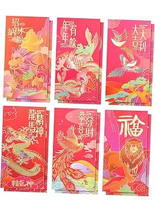 Red Chinese Style Envelopes 12pcs Original Design For Year Decor Money Packet - Image 1
