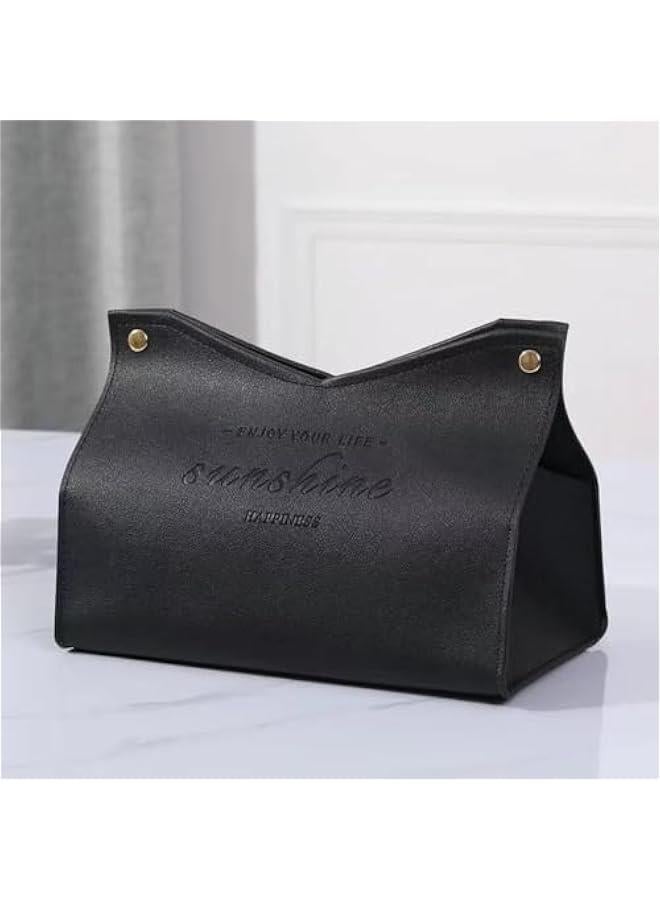 HOOKOR Leather Tissue Box Cover, Bedroom and Office Tissue Box Cover Holder, Home Decorations for Living Room, Tissue Box Cover for Car Desk (blue) - Image 1