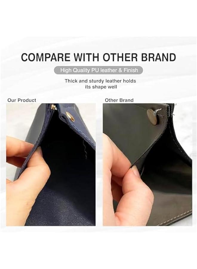 HOOKOR Leather Tissue Box Cover, Bedroom and Office Tissue Box Cover Holder, Home Decorations for Living Room, Tissue Box Cover for Car Desk (blue) - Image 2