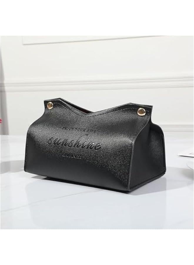 HOOKOR Leather Tissue Box Cover, Bedroom and Office Tissue Box Cover Holder, Home Decorations for Living Room, Tissue Box Cover for Car Desk (blue) - Image 4
