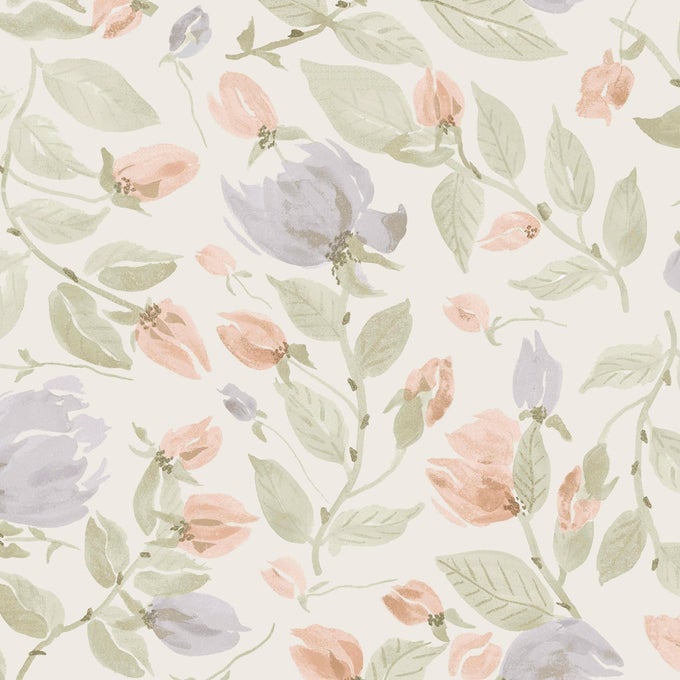 ORISIA PEONY PALE SAGE GREEN WALLPAPER