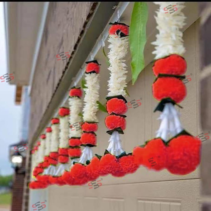S2S Artificial White Gajra Jasmine Marigold Flower Strings Wedding Decorations,Event Decor | Perfect for Diwali,Ganpati & Pooja/Temple/Mandir Decoration | (Pack of 5) (Height - 24 Inch) - Image 2
