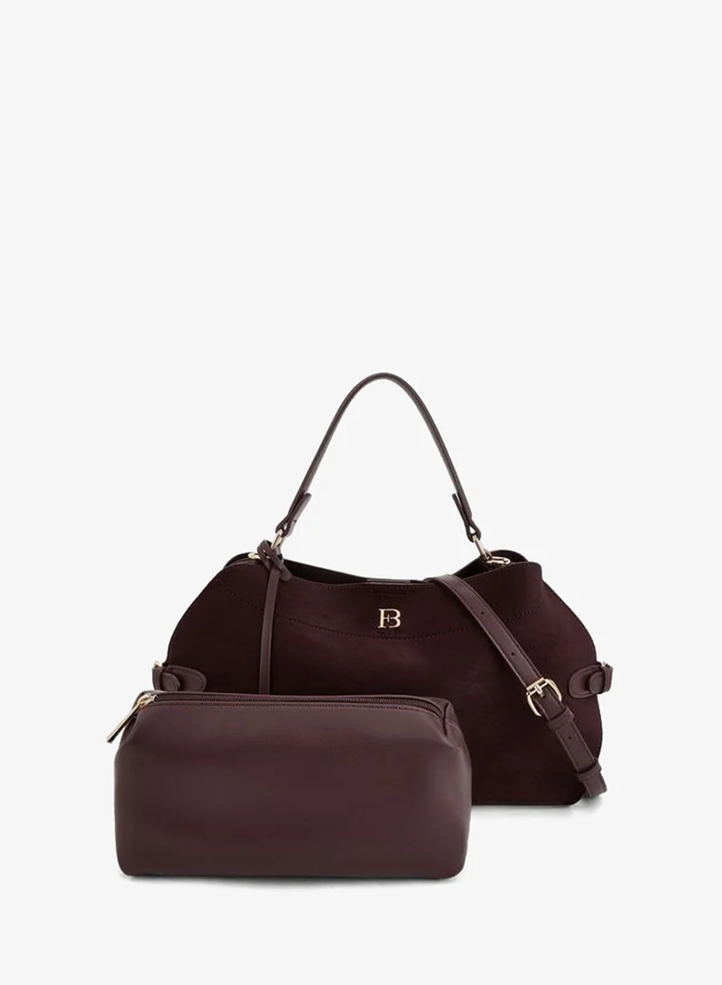 Buckle Accent Tote Bag With Pouch