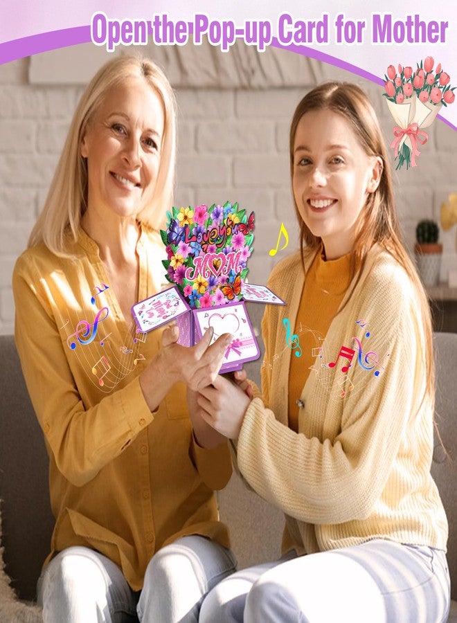FaCraft Musical Mothers Day Card - Love You Mom 3D Pop Up Mothers Day Card with Lights and Music, Singing Mom Birthday Card for Mom Wife Grandma - with Golden Envelope & Blank Insert - Image 5