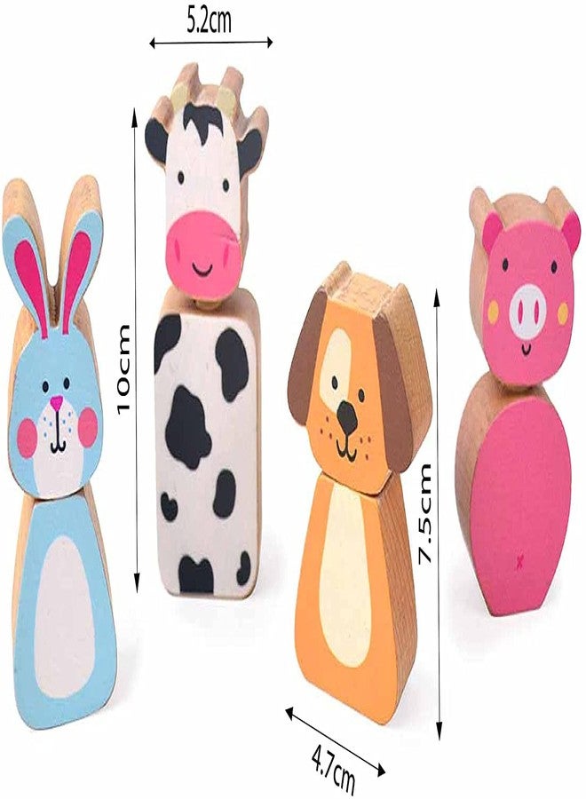 Shumee Wooden Farm Animal Twist and Turn Toy | (2+ Years) | Ivory Wood Montessori Toddler Toys | Grip, Strength & Cognitive Learning | Sensory, Color & Shape Recognition Toy | Gift for Boys and Girls - Image 2