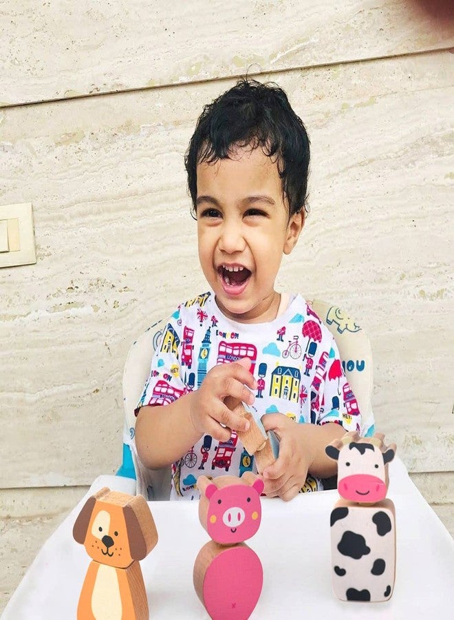 Shumee Wooden Farm Animal Twist and Turn Toy | (2+ Years) | Ivory Wood Montessori Toddler Toys | Grip, Strength & Cognitive Learning | Sensory, Color & Shape Recognition Toy | Gift for Boys and Girls - Image 3